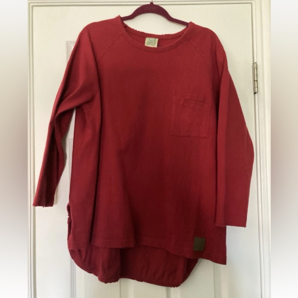 Jaded Gypsy Wandering Meadows Sweatshirt Top, Merlot, size S/M - Picture 2 of 5